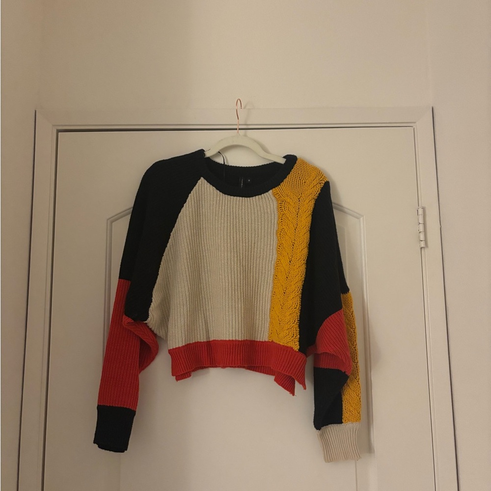 Colorblock Cropped Sweater